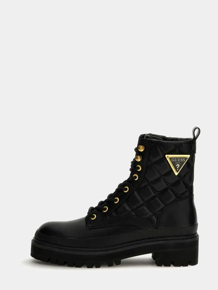 Women Badae Quilted Combat Boots Black Guess Boots And Booties