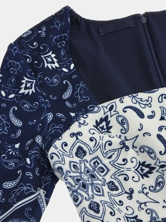 Women Bandana Print Mini Dress Blue Multi Guess Dresses And Jumpsuits