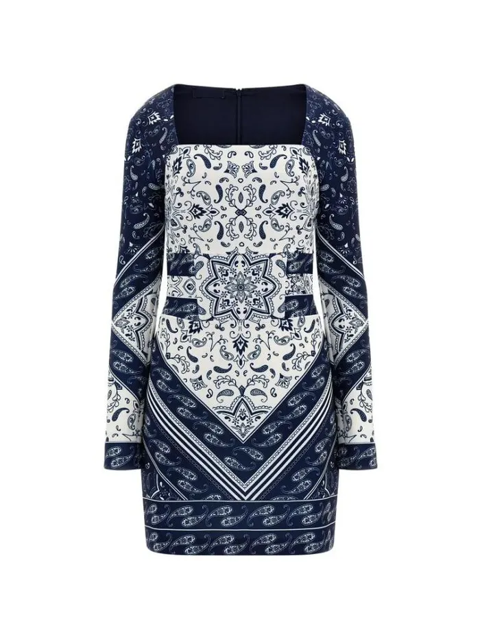 Women Bandana Print Mini Dress Blue Multi Guess Dresses And Jumpsuits