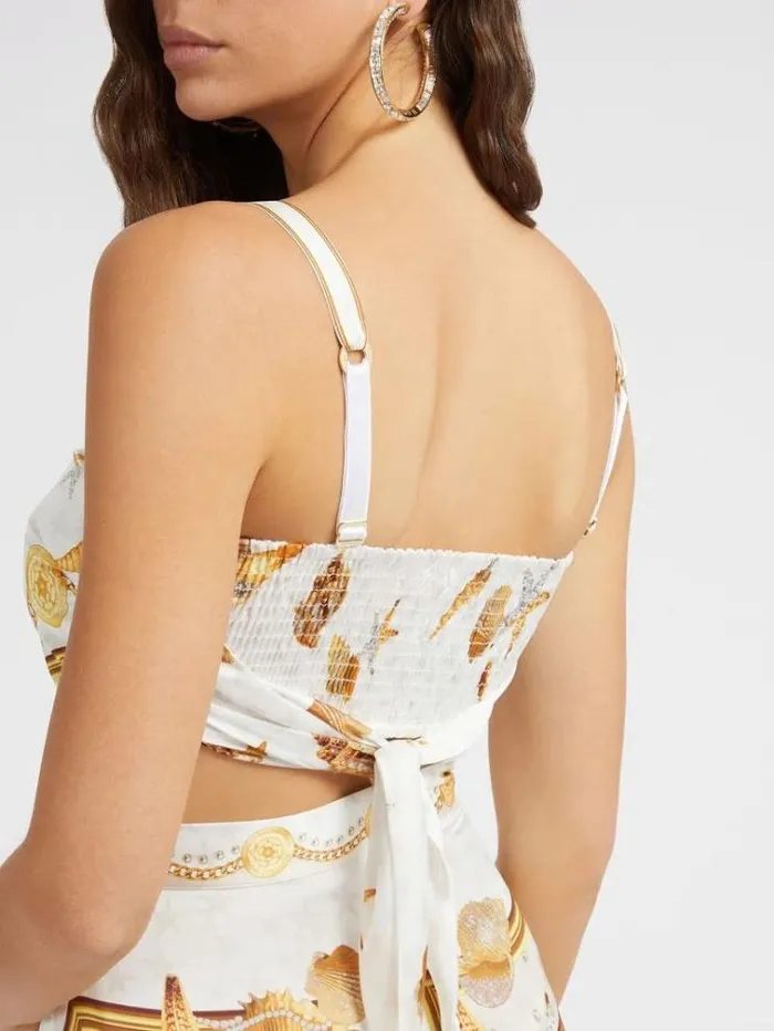 Women Baroque Print Bandana Top White Multi Guess Tops And Shirts