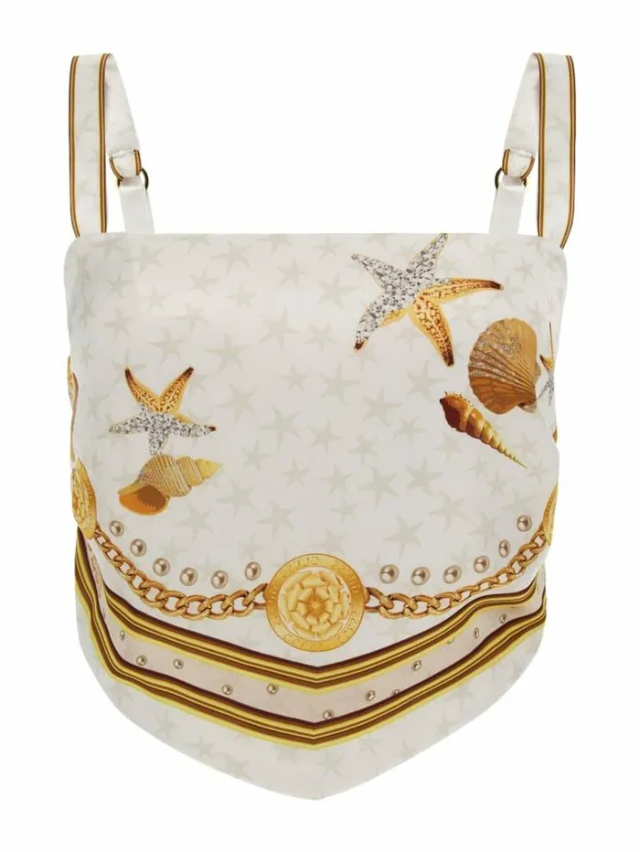 Women Baroque Print Bandana Top White Multi Guess Tops And Shirts