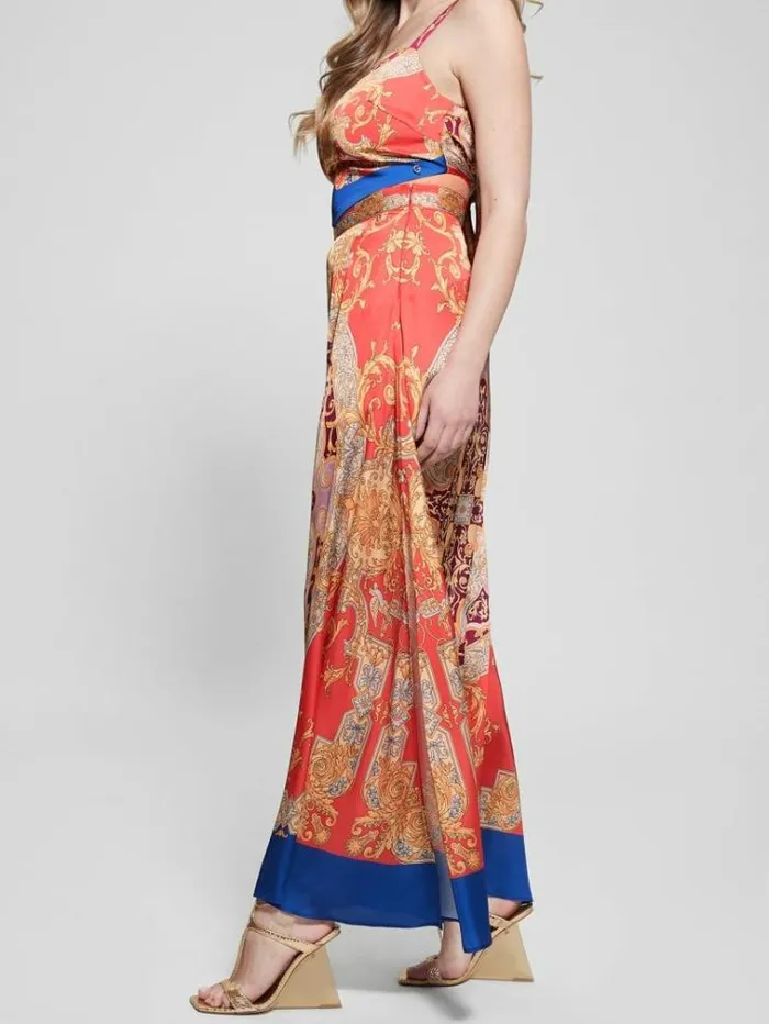 Women Baroque Print Long Skirt Red Multi Guess Skirts And Shorts
