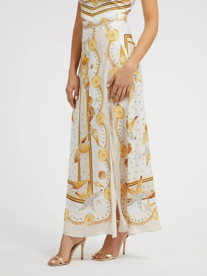Women Baroque Print Long Skirt White Multi Guess Skirts And Shorts
