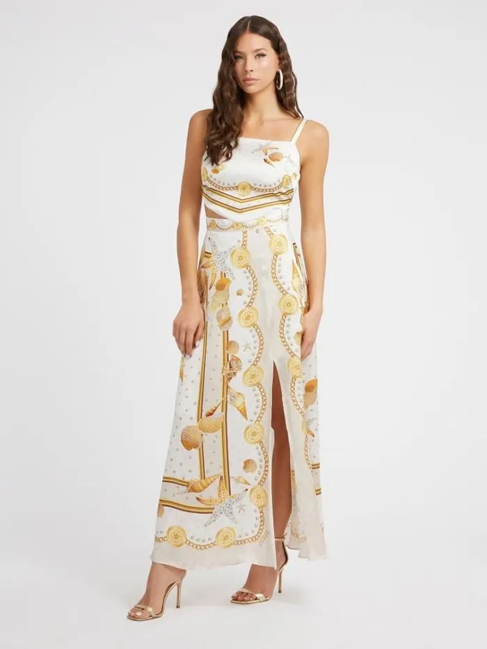 Women Baroque Print Long Skirt White Multi Guess Skirts And Shorts