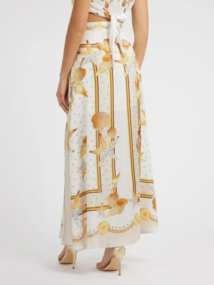 Women Baroque Print Long Skirt White Multi Guess Skirts And Shorts