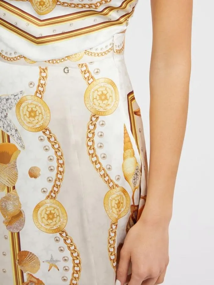 Women Baroque Print Long Skirt White Multi Guess Skirts And Shorts