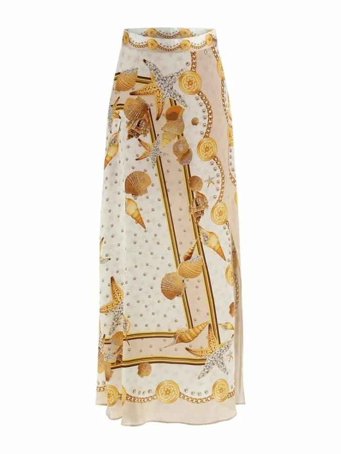 Women Baroque Print Long Skirt White Multi Guess Skirts And Shorts