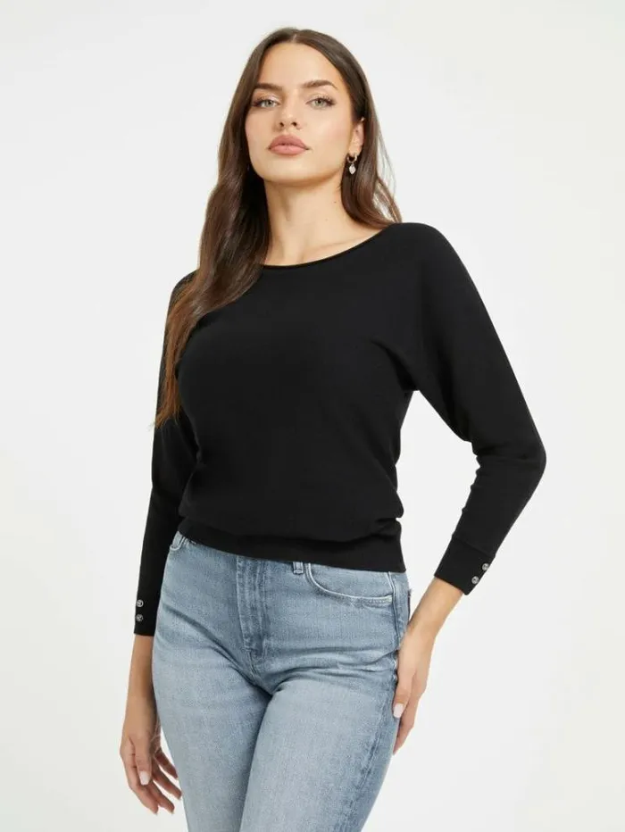 Women Bat Sleeve Sweater Black Guess Knitwear And Sweatshirts