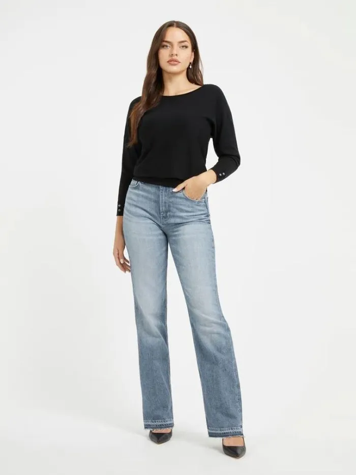 Women Bat Sleeve Sweater Black Guess Knitwear And Sweatshirts