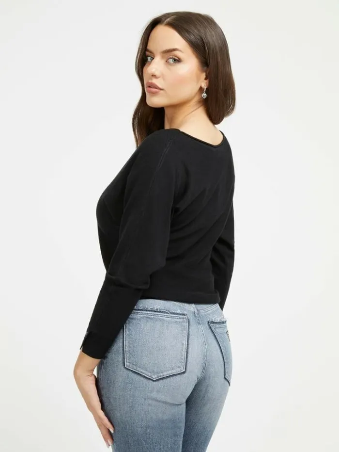 Women Bat Sleeve Sweater Black Guess Knitwear And Sweatshirts