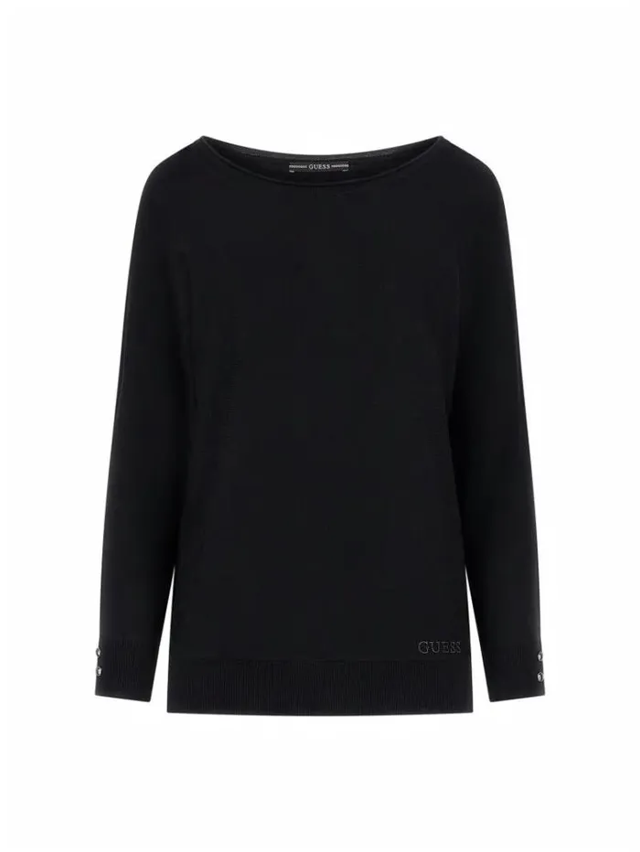 Women Bat Sleeve Sweater Black Guess Knitwear And Sweatshirts