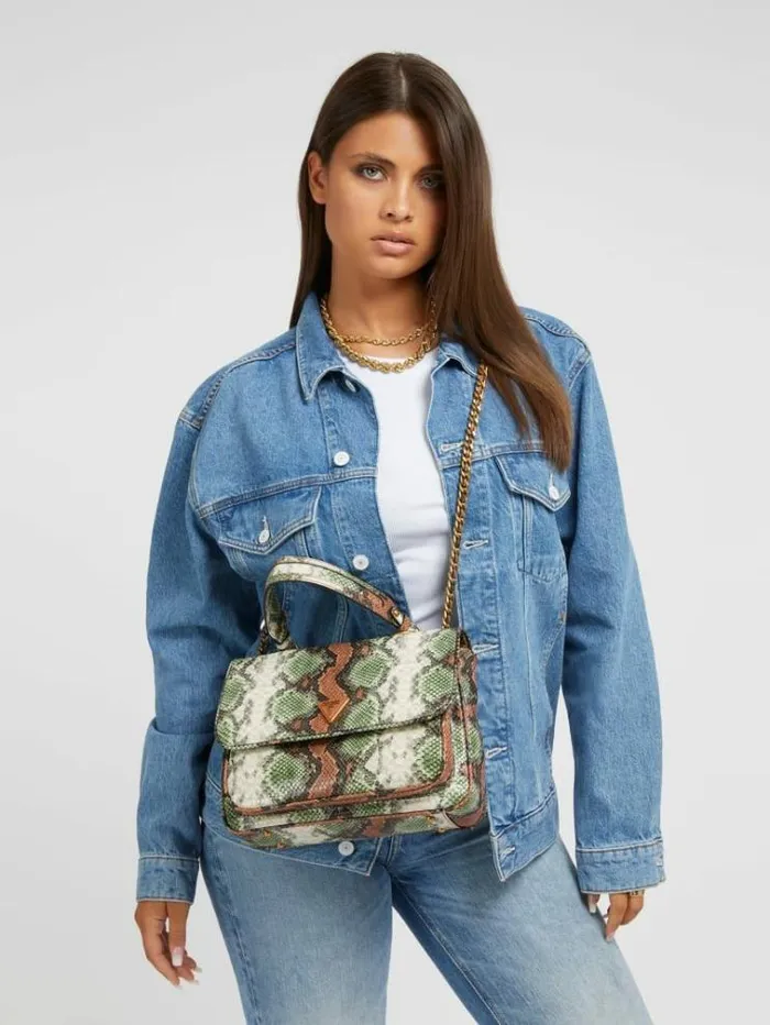 Women Becci Pythonprint Crossbody Green Multi Guess Crossbody Bags