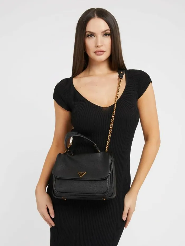 Women Becci Triangle Logo Crossbody Black Guess Crossbody Bags