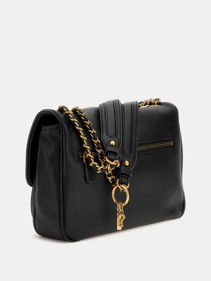 Women Becci Triangle Logo Crossbody Black Guess Crossbody Bags