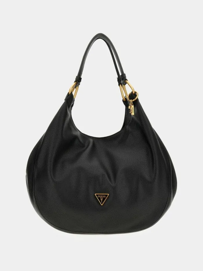 Women Becci Triangle Logo Shoulder Bag Black Guess Shoulder Bags