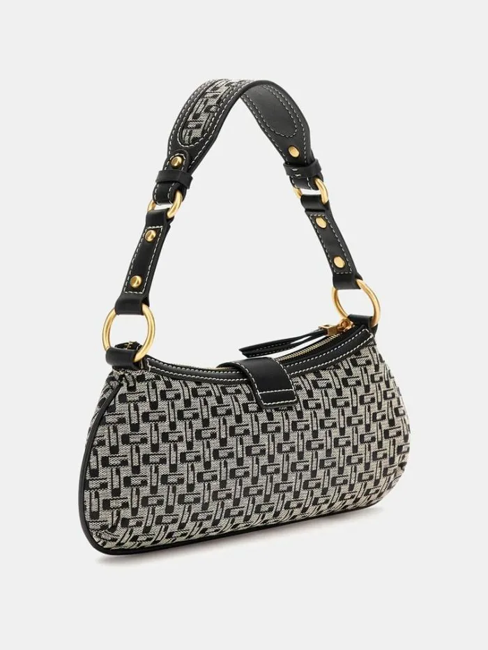 Women Belle Vintage Denim Shoulder Bag Black Multi Guess Shoulder Bags
