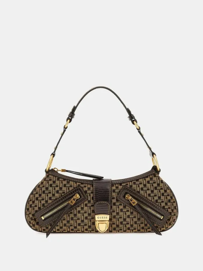 Women Belle Vintage Denim Shoulder Bag Brown Guess Shoulder Bags