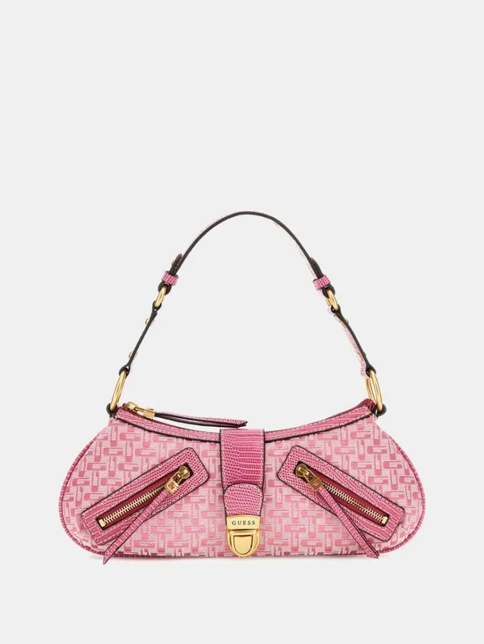 Women Belle Vintage Denim Shoulder Bag Fuchsia Guess Shoulder Bags