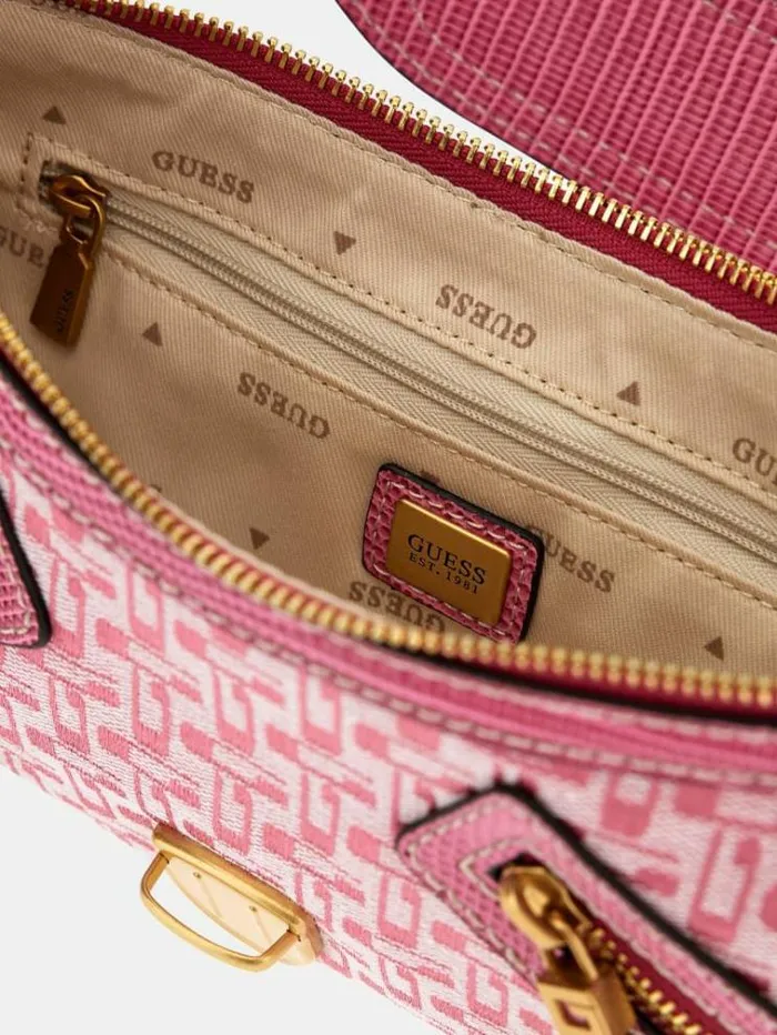 Women Belle Vintage Denim Shoulder Bag Fuchsia Guess Shoulder Bags
