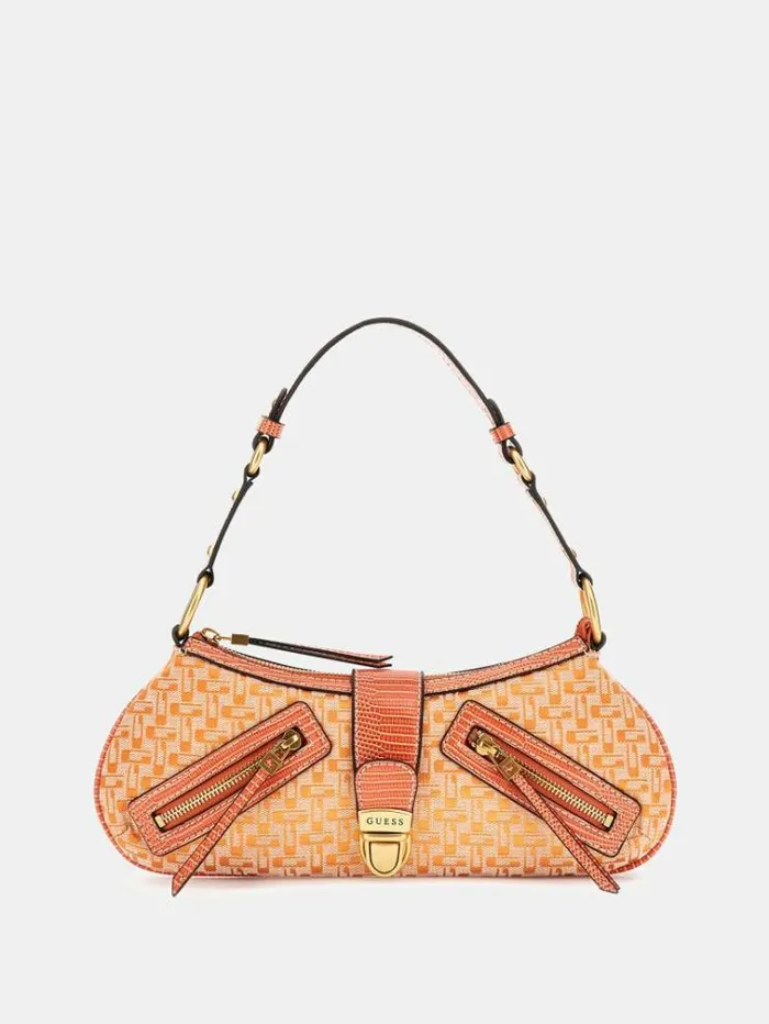 Women Belle Vintage Denim Shoulder Bag Shades Of Orange Guess Shoulder Bags