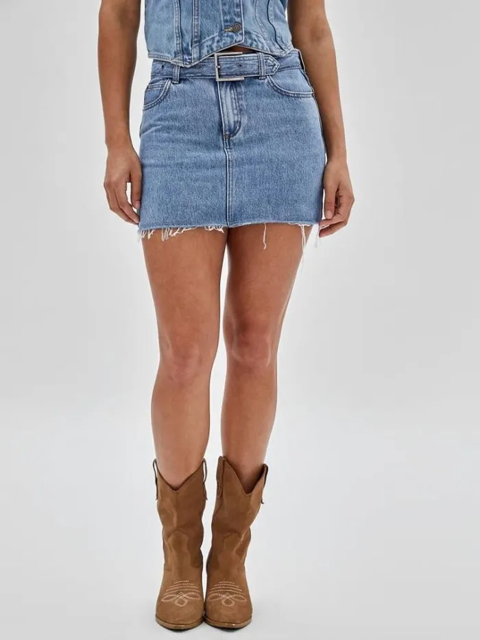 Women Belted Denim Skirt Blue Guess Skirts And Shorts