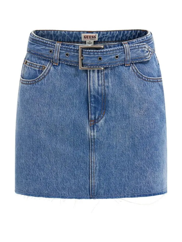 Women Belted Denim Skirt Blue Guess Skirts And Shorts