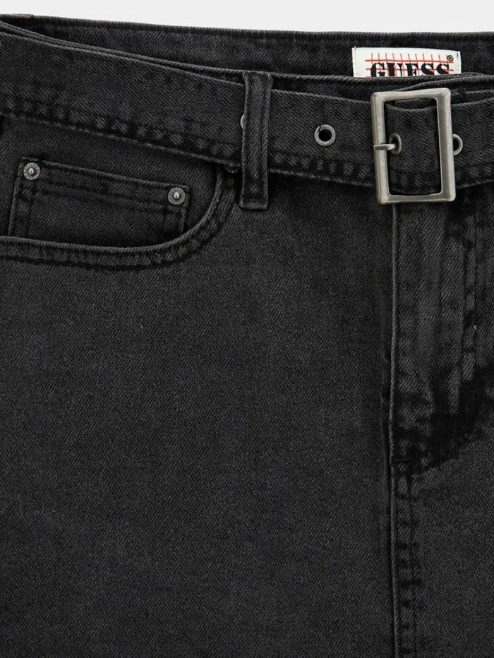 Women Belted Denim Skirt Grey Guess Skirts And Shorts