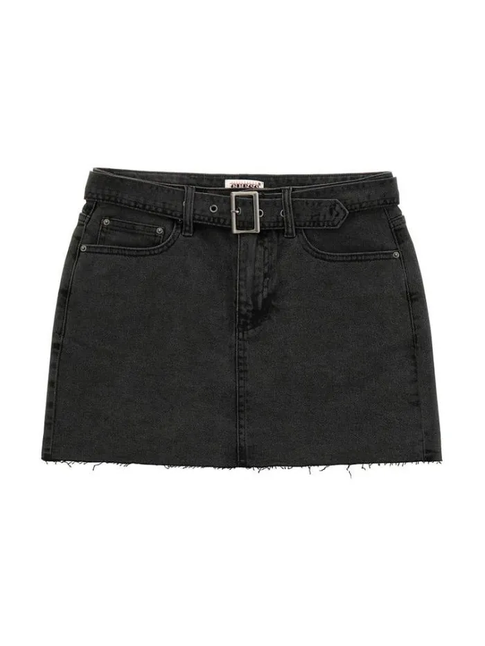 Women Belted Denim Skirt Grey Guess Skirts And Shorts