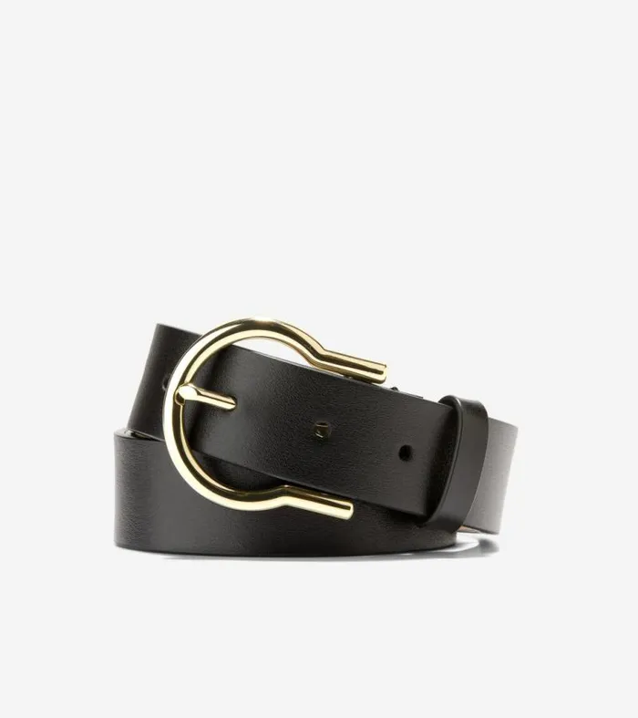 Women Belts Cole Haan Hinged Buckle Belt Black