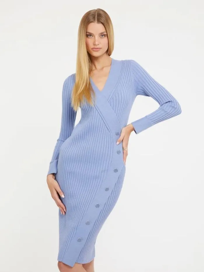 Women Bodycon Midi Sweater Dress Light Blue Guess Dresses And Jumpsuits