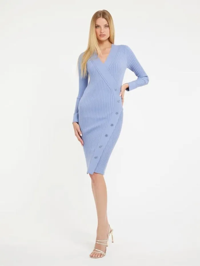 Women Bodycon Midi Sweater Dress Light Blue Guess Dresses And Jumpsuits