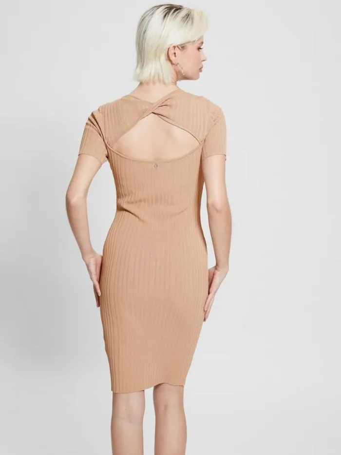 Women Bodycon Sweater Dress Light Brown Guess Dresses And Jumpsuits