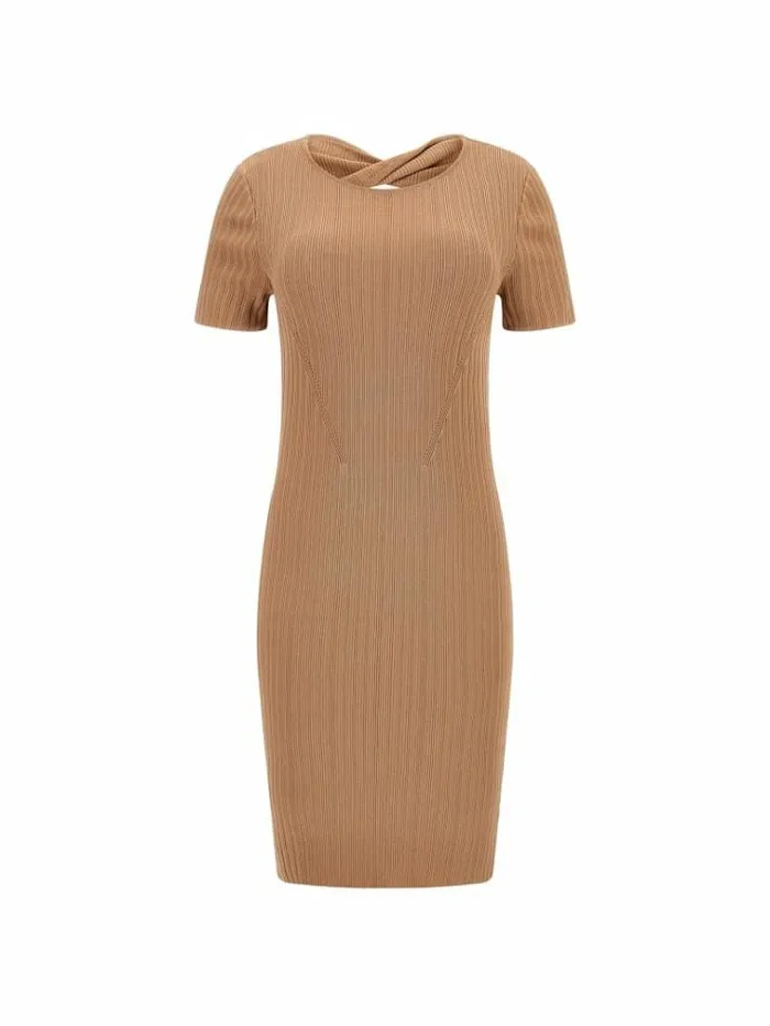 Women Bodycon Sweater Dress Light Brown Guess Dresses And Jumpsuits