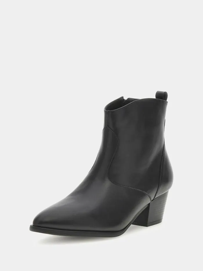 Women Boyta Real Leather Low Boots Black Guess Boots And Booties