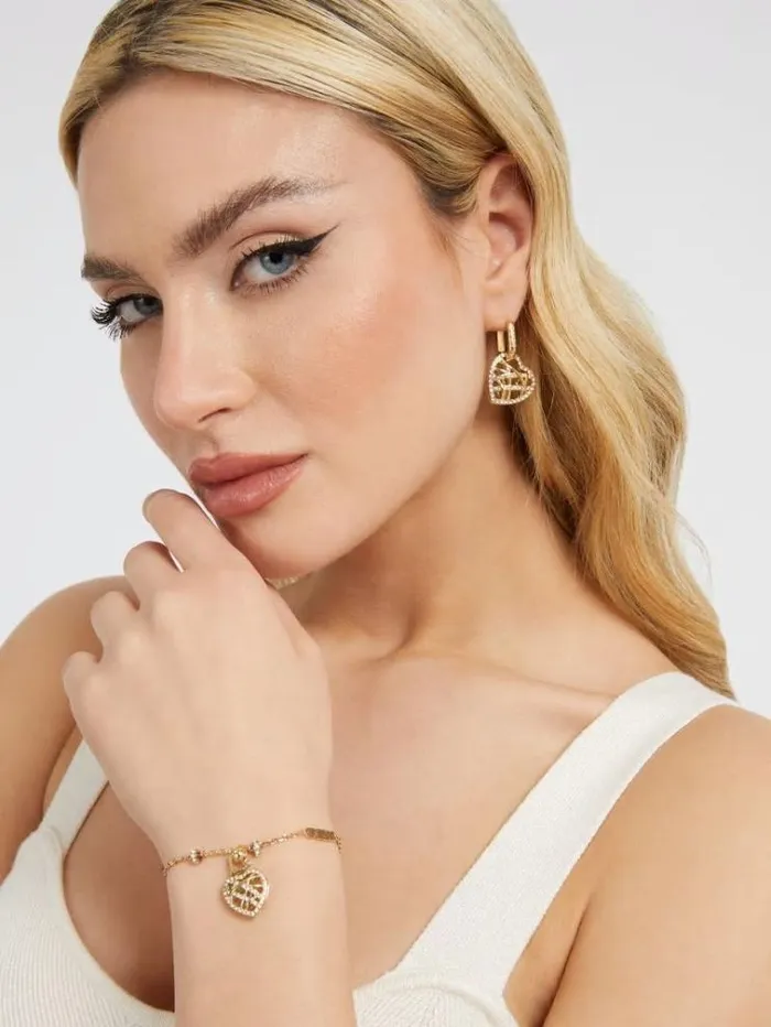 Women Bracelet And Earrings 034heart Cage034 Set Gold Guess Jewellery