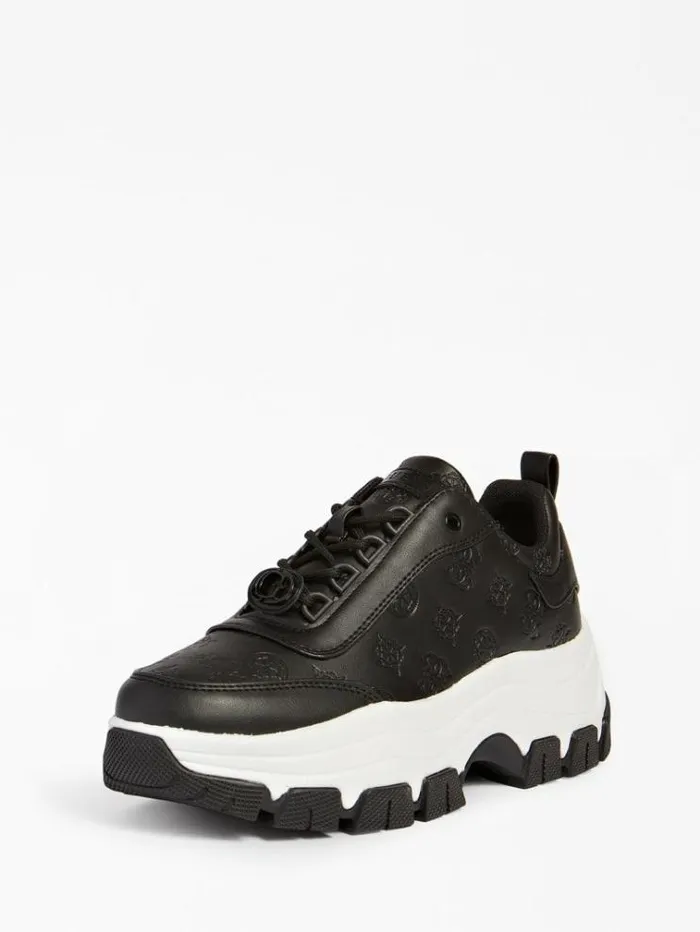 Women Bria 4g Peony Logo Running Shoe Black Guess Sneakers