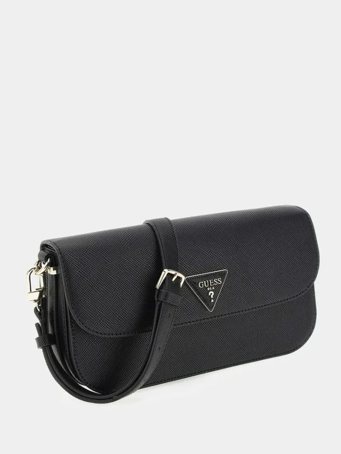 Women Brynlee Saffiano Shoulder Bag Black Guess Shoulder Bags