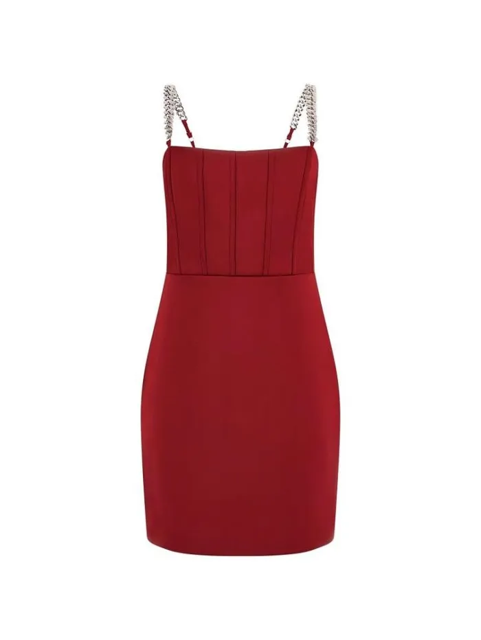 Women Bustier Construction Mini Dress Red Guess Dresses And Jumpsuits