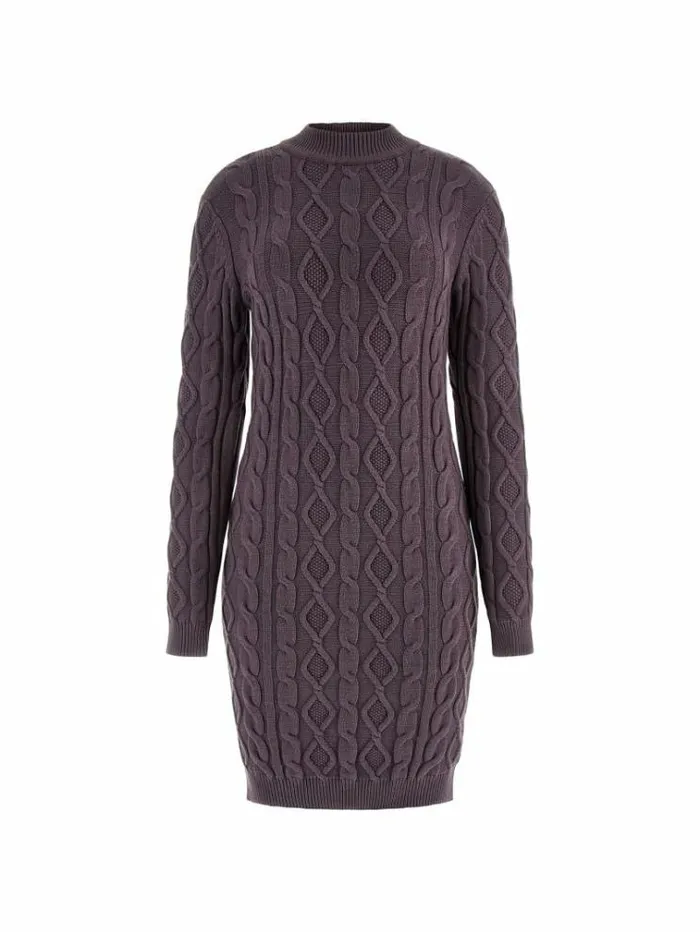 Women Cable Knit Mini Sweater Dress Grey Guess Dresses And Jumpsuits