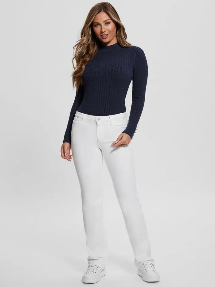 Women Cable Knit Sweater Blue Guess Knitwear And Sweatshirts