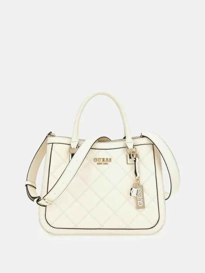Women Caddie 4g Logo Patent Handbag Cream Guess Handbags