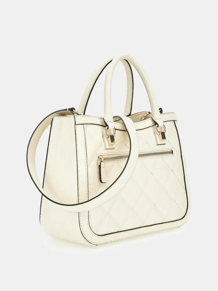 Women Caddie 4g Logo Patent Handbag Cream Guess Handbags