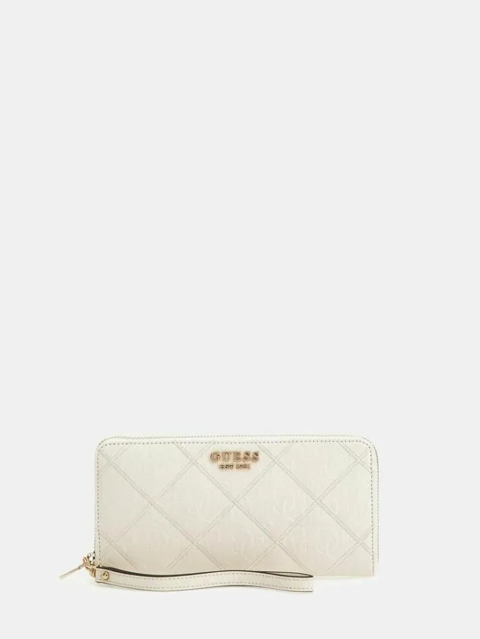 Women Caddie 4g Logo Patent Maxi Wallet Cream Guess Wallets