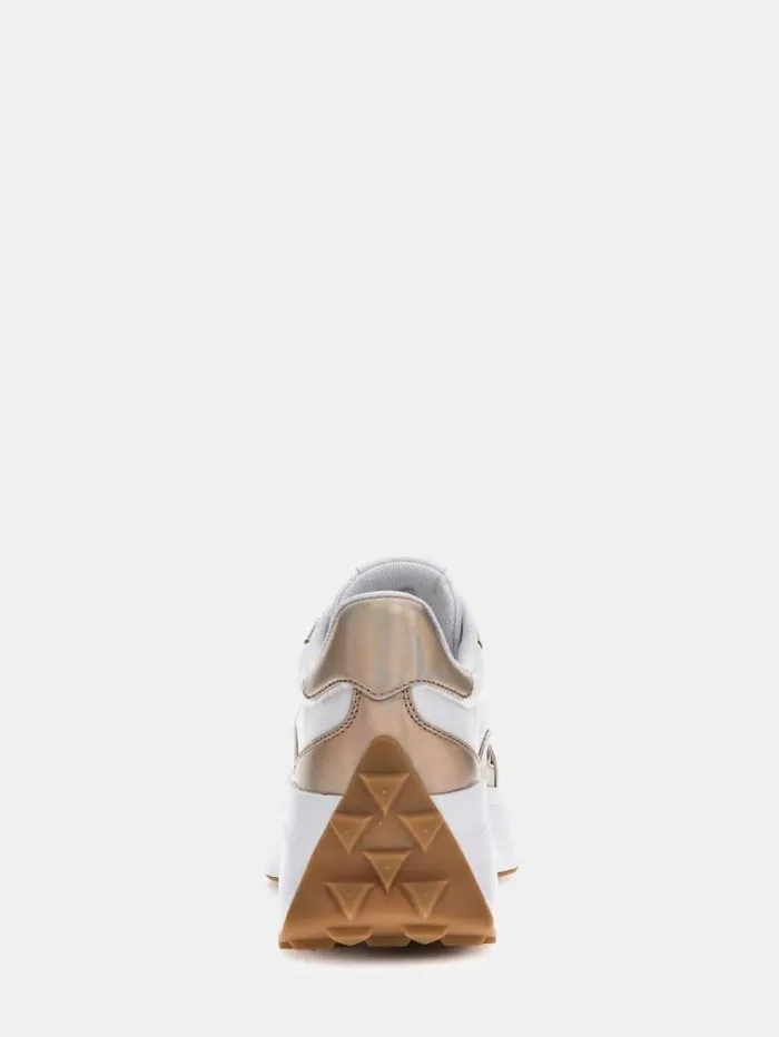 Women Calebb Foiled Running Shoes Gold Guess Sneakers