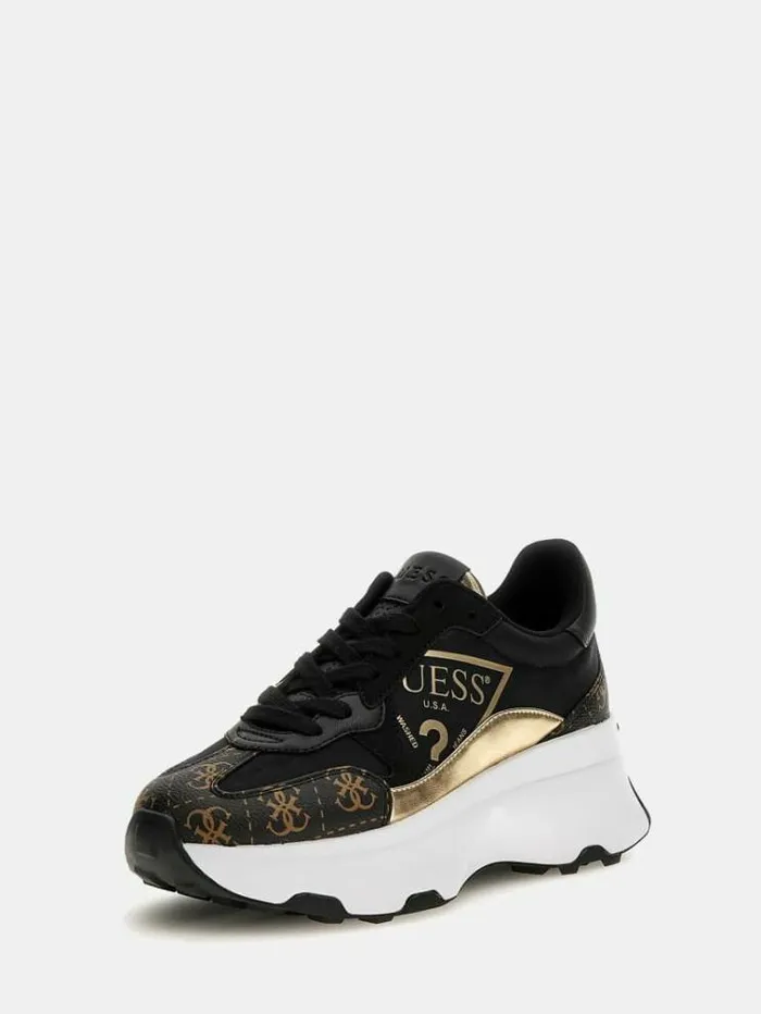 Women Calebb Trianglelogo Running Shoes Black Guess Sneakers