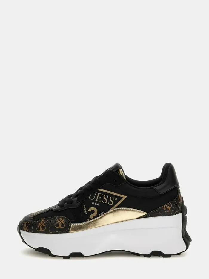Women Calebb Trianglelogo Running Shoes Black Guess Sneakers