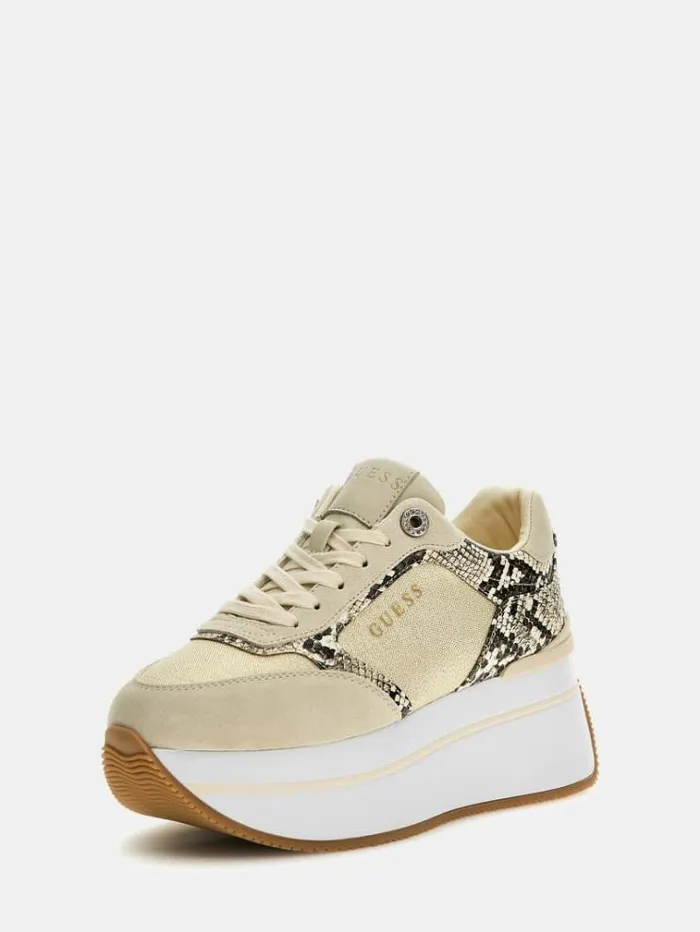 Women Camrio Leatherinsert Sneakers Multi Beige Guess Sneakers