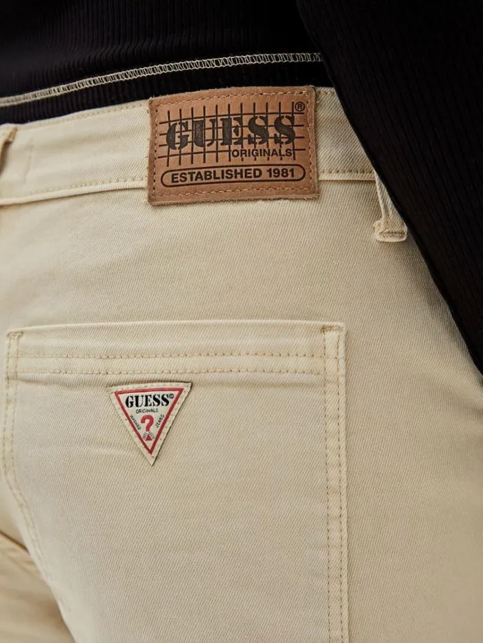 Women Cargo Denim Pant Beige Guess Relaxed