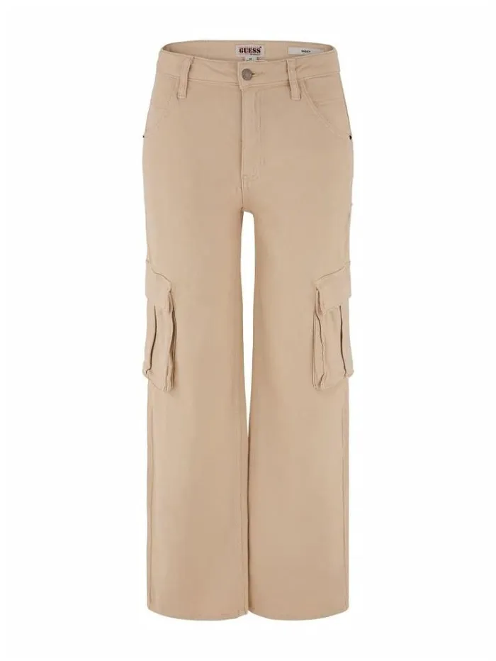 Women Cargo Denim Pant Beige Guess Relaxed