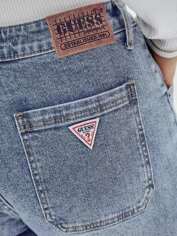 Women Cargo Denim Pant Blue Guess Relaxed